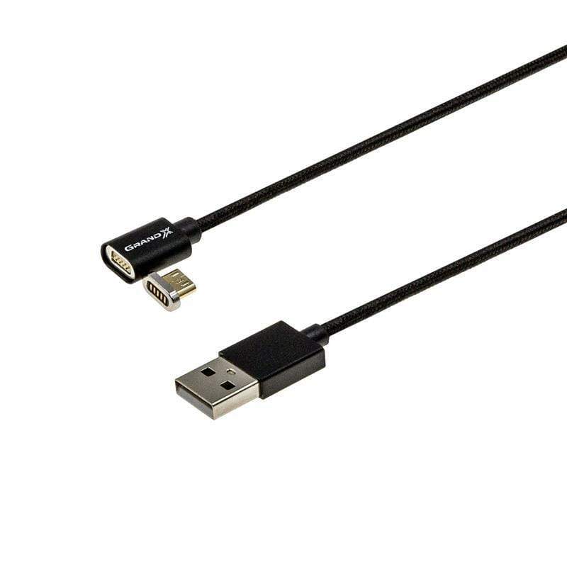 Кабель Grand-X USB - micro USB (M/M), магнитный, 1 м, Black (MG-01M)
