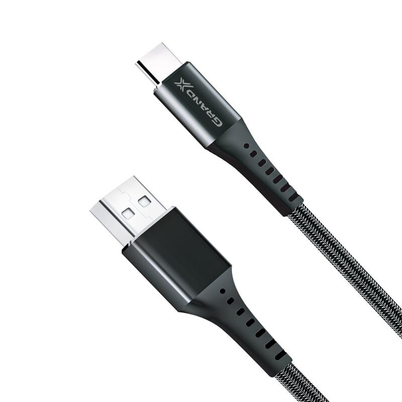 Кабель Grand-X USB - USB Type-C (M/M), 3 A, Fast Сharge, 1.2 м, Black (FC-12B)