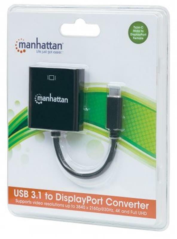 Адаптер Intracom Manhattan (152020) USB Type-C-DisplayPort, 0.21 м, Black