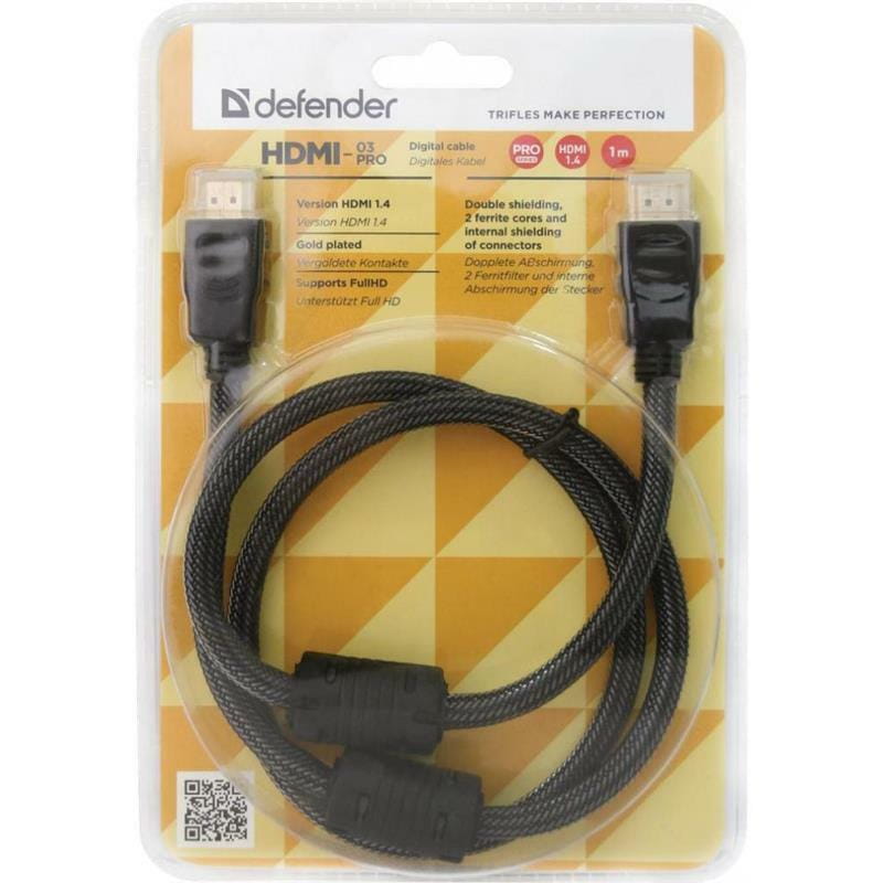 Кабель Defender HDMI-03PRO HDMI - HDMI v.1.4, 1м, черный (87340)