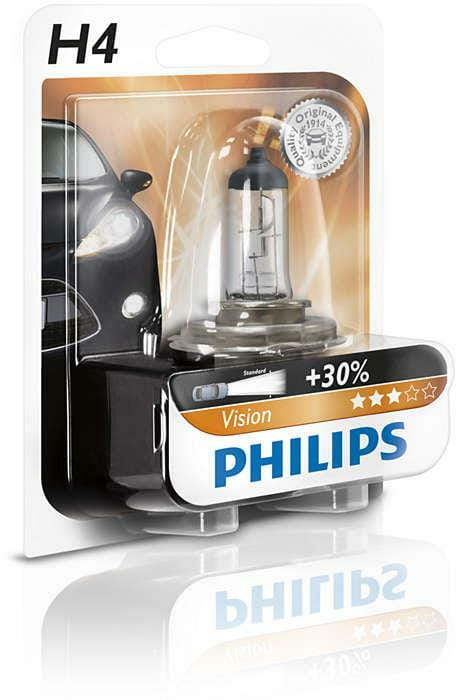 Лампа галогенна Philips H4 Vision, 3200K, 1шт/блистер (12342PRB1)