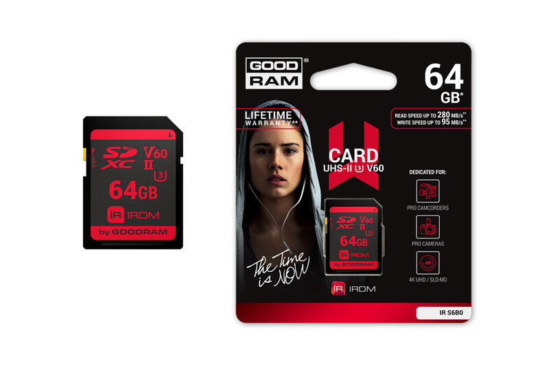 Карта памяти SDXC 64GB UHS-II/U3 Goodram IRDM R280/W95MB/s (IR-S6B0-0640R11)
