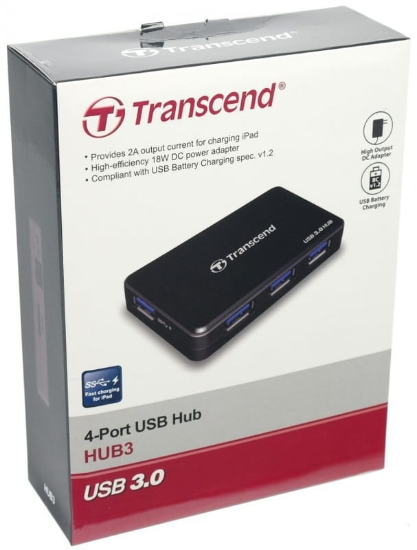 Концентратор USB3.0 Transcend TS-HUB3K Black 4хUSB3.0