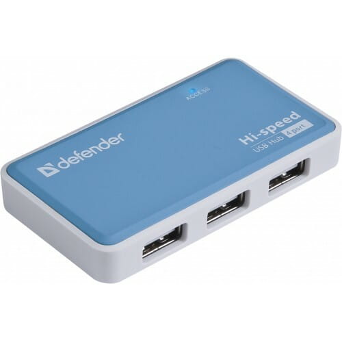 Концентратор USB2.0 Defender Quadro Power Blue (83503) 4хUSB2.0 + бж