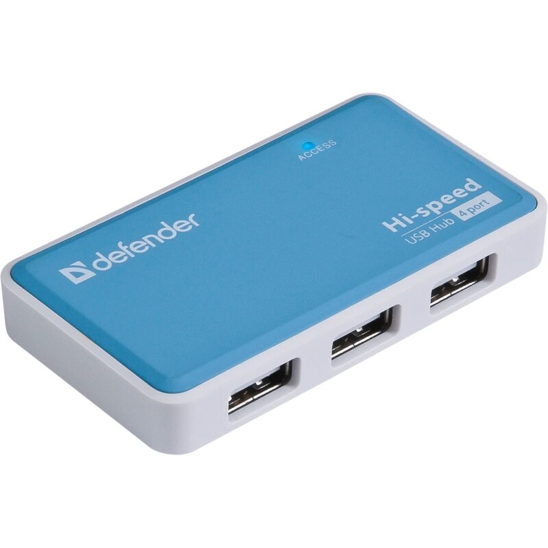 Концентратор USB2.0 Defender Quadro Power Blue (83503) 4хUSB2.0 + бп