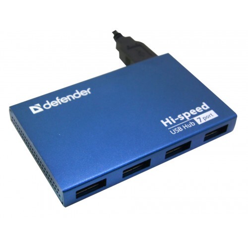 Концентратор USB2.0 Defender Septima Slim Blue (83505) 7хUSB2.0 + бп