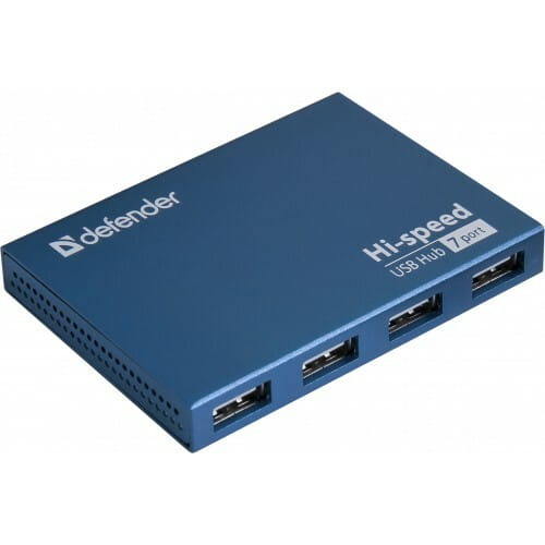 Концентратор USB2.0 Defender Septima Slim Blue (83505) 7хUSB2.0 + бп