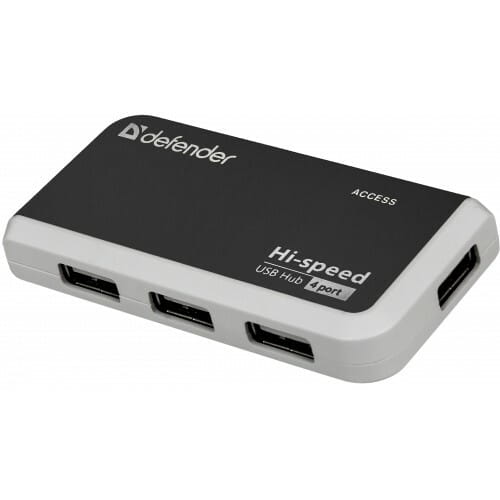 Концентратор USB2.0 Defender Quadro Infix, Black/White (83504) 4хUSB2.0