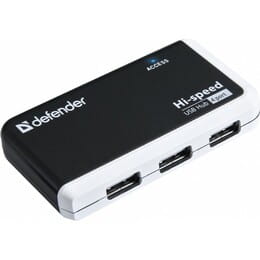 Концентратор USB2.0 Defender Quadro Infix, Black/White (83504) 4хUSB2.0