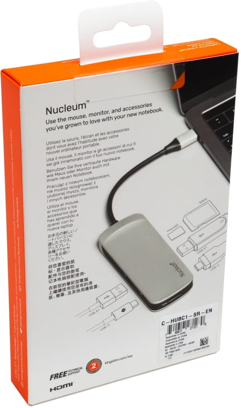 Кардридер USB3.1 Type-C Kingston Nucleum White (C-HUBC1-SR-EN)