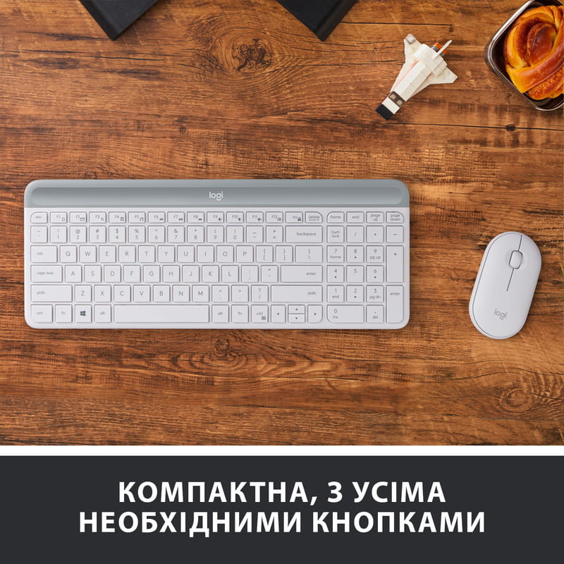 Комплект (клавиатура, мышь) беспроводной Logitech MK470 White (920-009205)