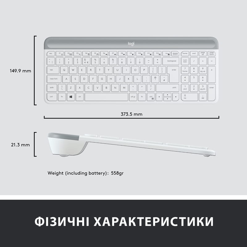 Комплект (клавиатура, мышь) беспроводной Logitech MK470 White (920-009205)