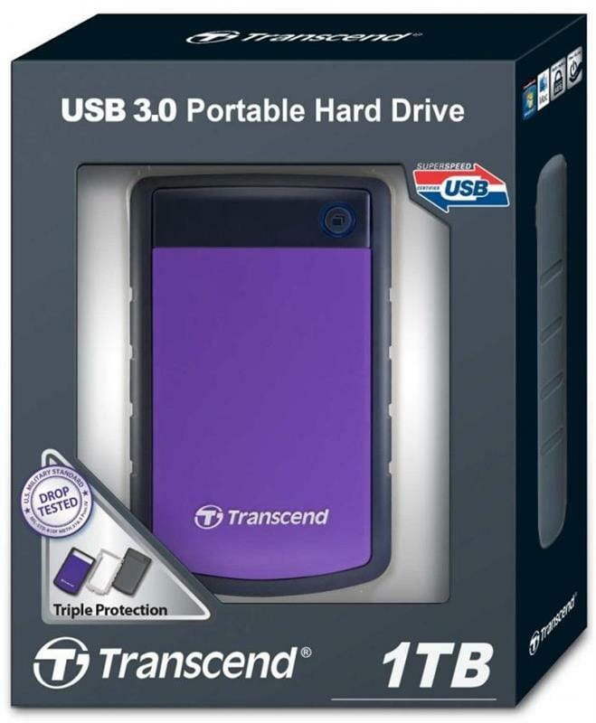Зовнішній жорсткий диск 2.5" USB 1.0TB Transcend StoreJet 25H3 (TS1TSJ25H3P)