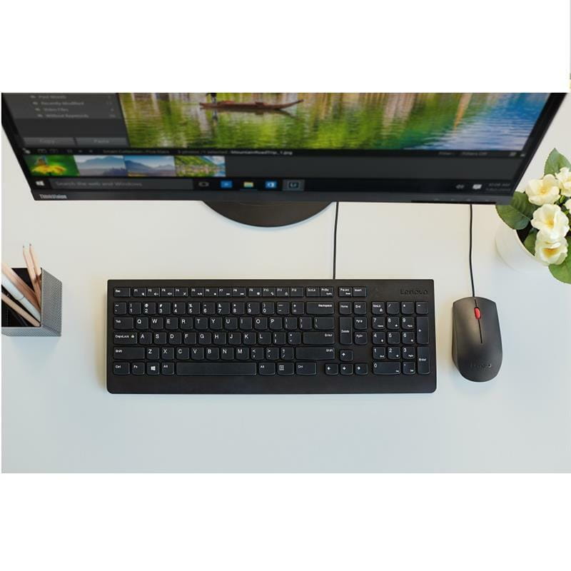 Комплект (клавиатура, мышь) беспроводной Lenovo Essential Wired Combo Black (4X30L79912) USB