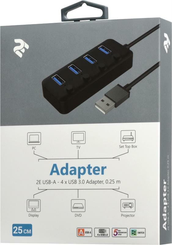 Концентратор USB 3.0 2E 2E-W1405 Black 4хUSB3.0