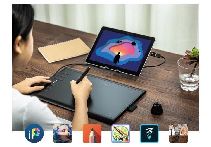 Графический планшет Huion Inspiroy H1060P + перчатка