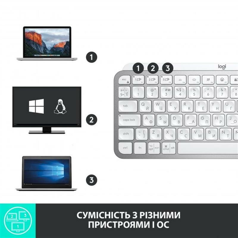 Клавиатура беспроводная Logitech MX Keys Mini Wireless Illuminated UA Pale Gray (920-010499)