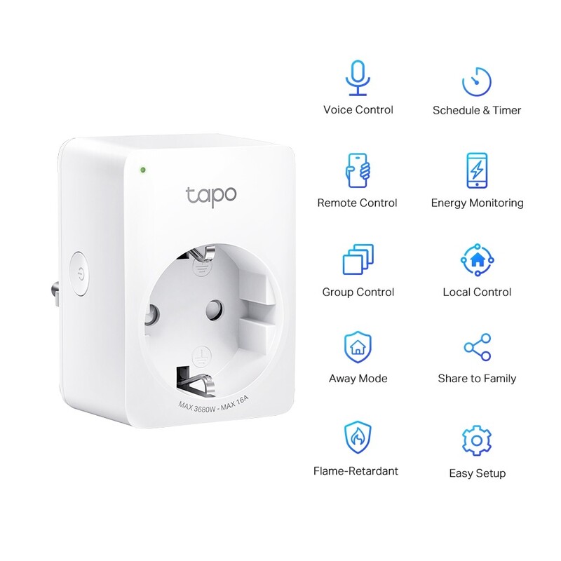Интеллектуальная розетка TP-Link Tapo P110 (N300, 16A, LED-индикатор состояния)