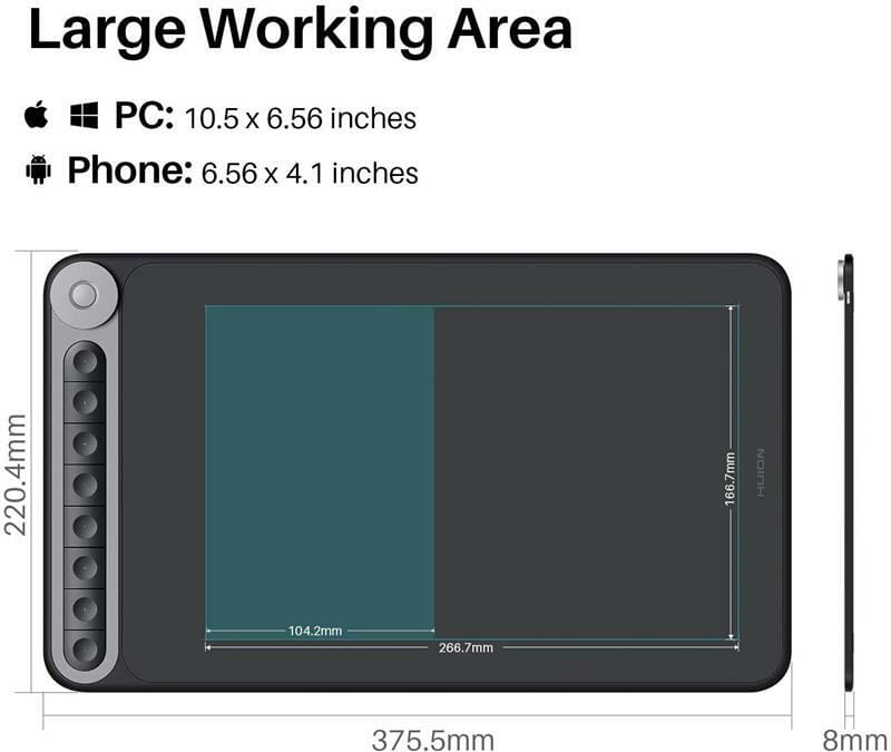 Графический планшет Huion Inspiroy Dial Q620M + перчатка