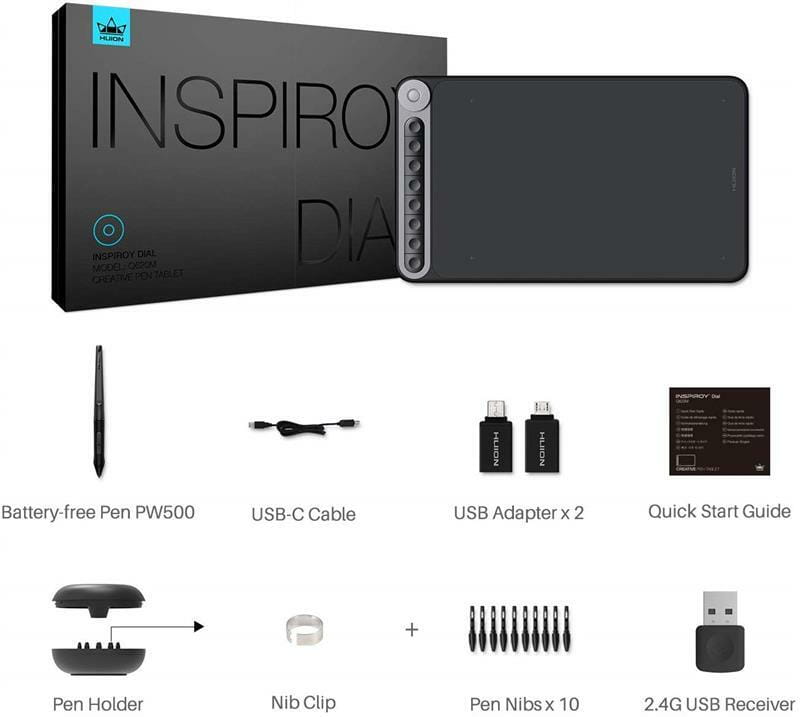 Графический планшет Huion Inspiroy Dial Q620M + перчатка