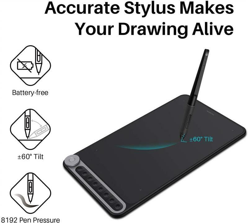 Графический планшет Huion Inspiroy Dial Q620M + перчатка
