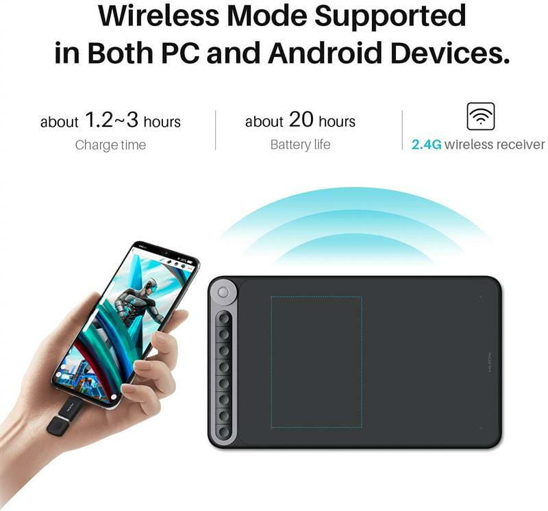 Графический планшет Huion Inspiroy Dial Q620M + перчатка