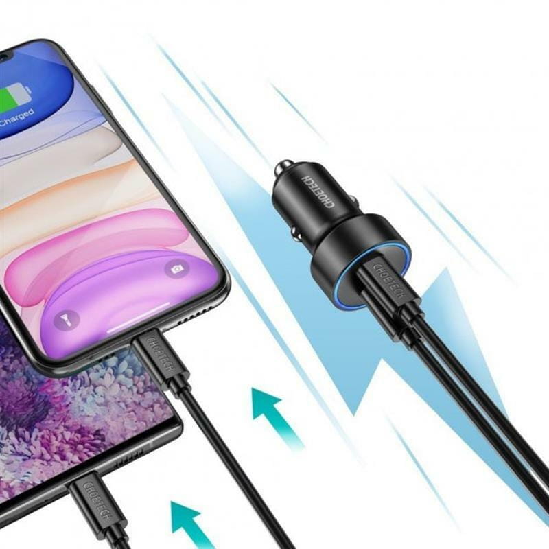 Автомобильное зарядное устройство Choetech (2xUSB Type C) PD3.0 QC3.0 AFC 36W 2.4A (C0054)