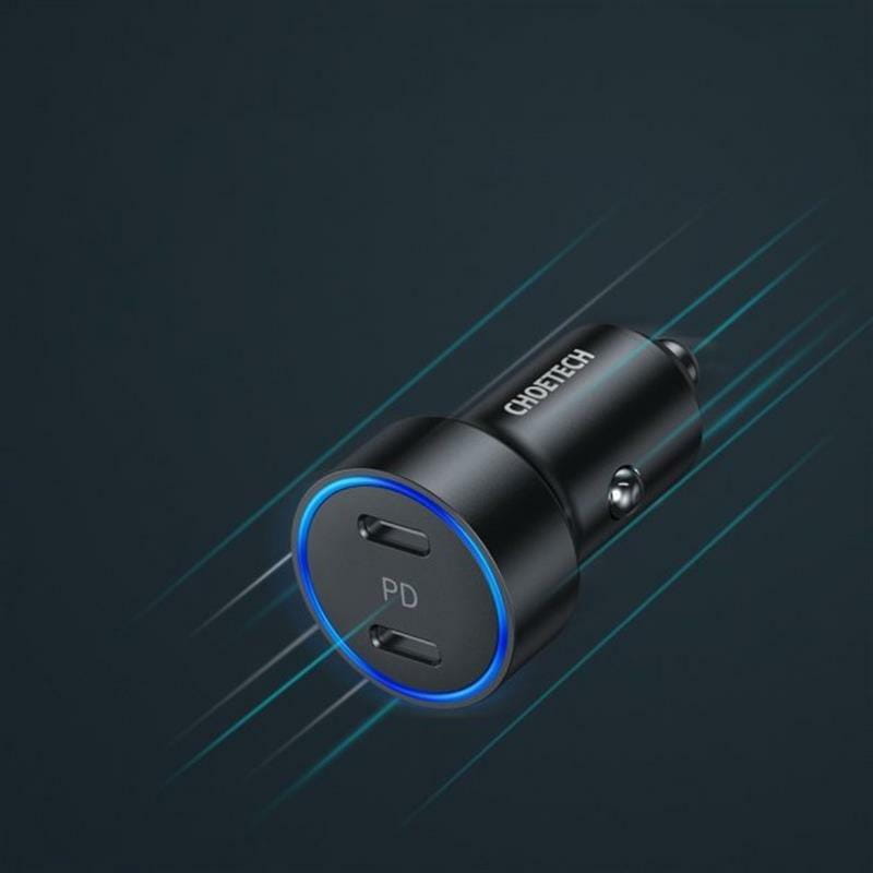 Автомобильное зарядное устройство Choetech (2xUSB Type C) PD3.0 QC3.0 AFC 36W 2.4A (C0054)