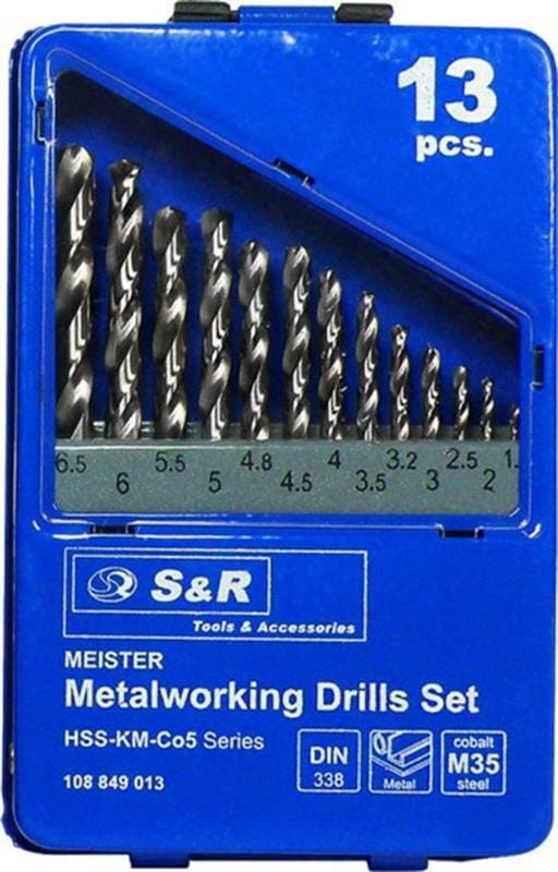 Набор сверл S&R Meister 1.5-6.5 мм 13 шт (108849013)