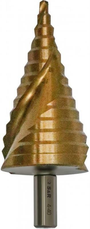 Ступенчатое сверло S&R 4-40 мм HSS-TiN (109440102)