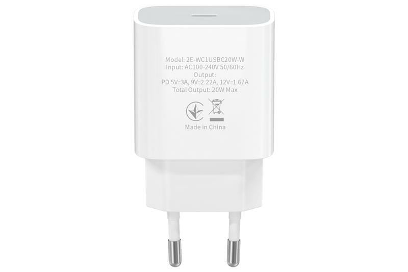 Сетевое зарядное устройство 2E (1USB 3A) White (2E-WC1USBC20W-W)