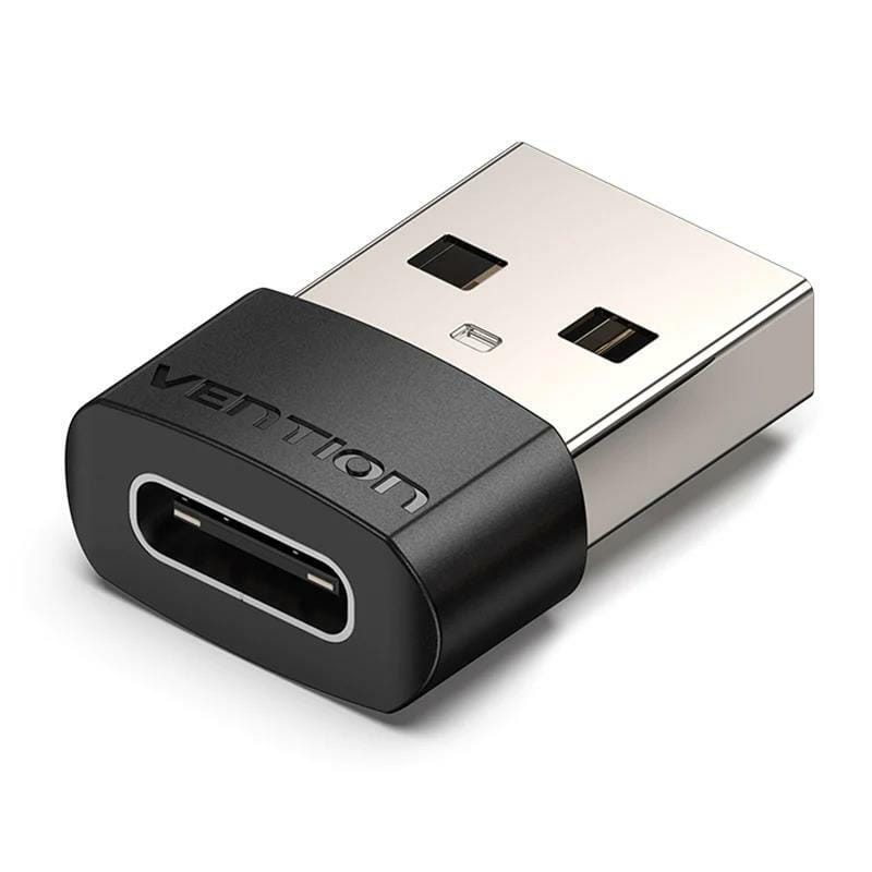Переходник Vention USB  - USB Type-C V 2.0 (M/F) Black (CDWB0)