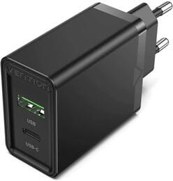 Купить Сетевое зарядное устройство Vention USB Type C + QC4.0 (18-20W) Black (FBBB0-EU) Сетевое зарядное устройство Vention USB Type C + QC4.0 (18-20W) Black (FBBB0-EU)