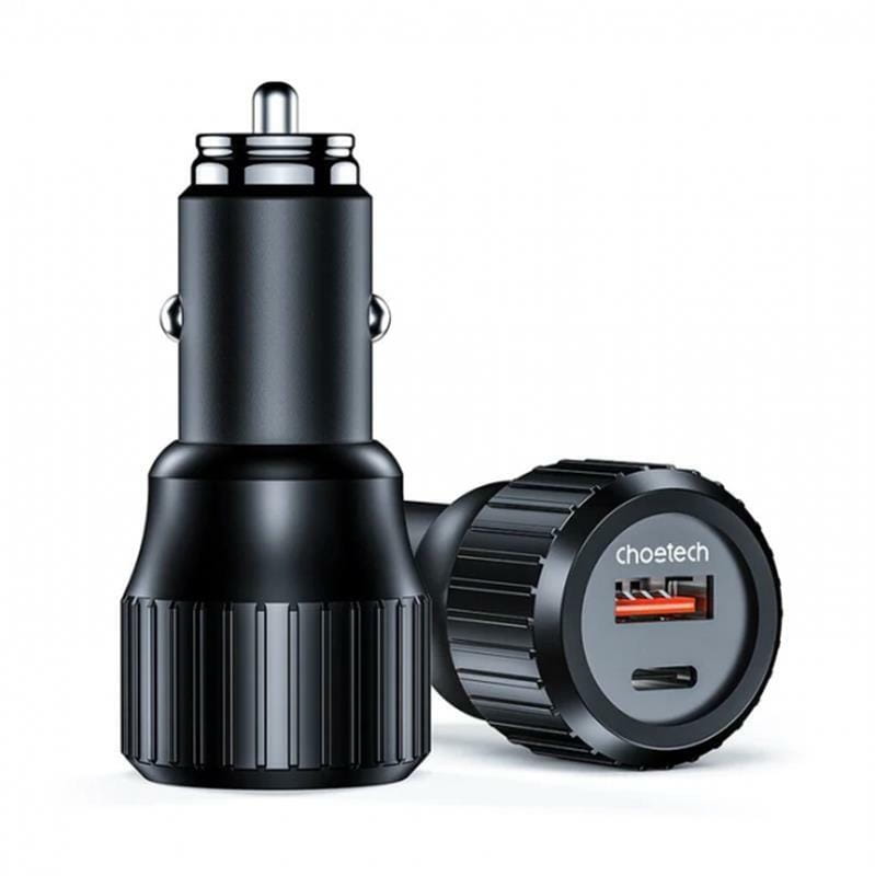 Автомобильное зарядное устройство Choetech (1USB Type C 63W; 1USB 18W) PD3.0 QC3.0 Black (TC0010)