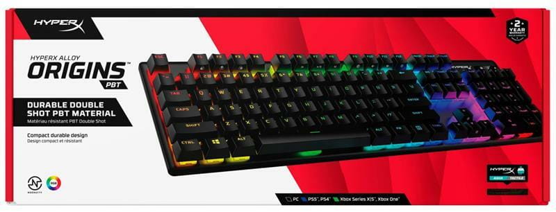 Клавіатура HyperX Alloy Origins Aqua RGB PBT ENG/UKR Black (639N5AA)