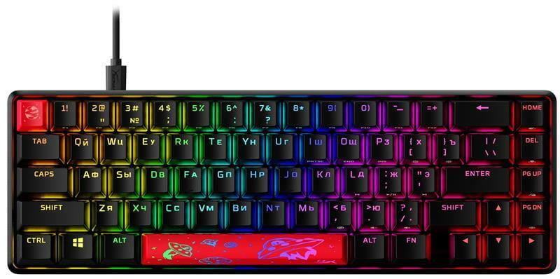 Клавіатура HyperX Alloy Origins 65 Red RGB ENG/RU Black (4P5D6AX)