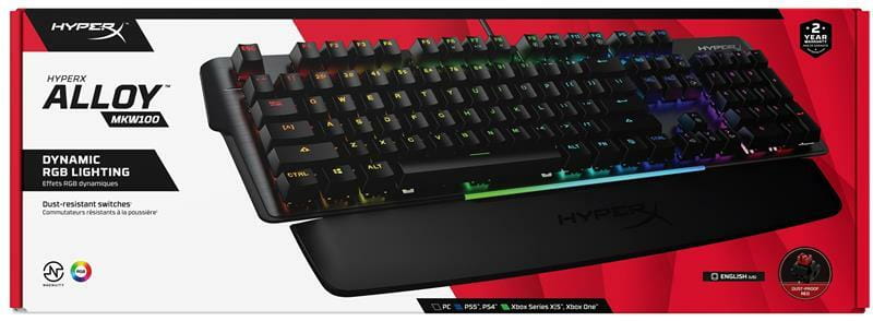 Клавіатура HyperX Alloy MKW100 TTC Red USB RGB ENG/RU Black (4P5E1AX)