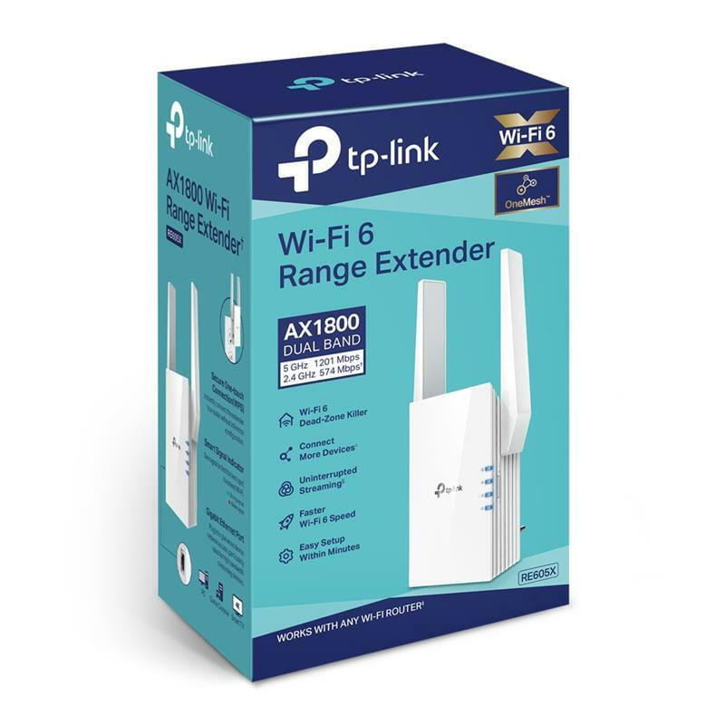 Точка доступа TP-Link RE605X (AX1800, 1xGE LAN, 2 внешние антены)