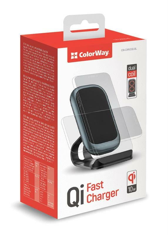 Беспроводное зарядное устройство ColorWay Wireless Stand 10W Blue (CW-CHW30Q-BL)