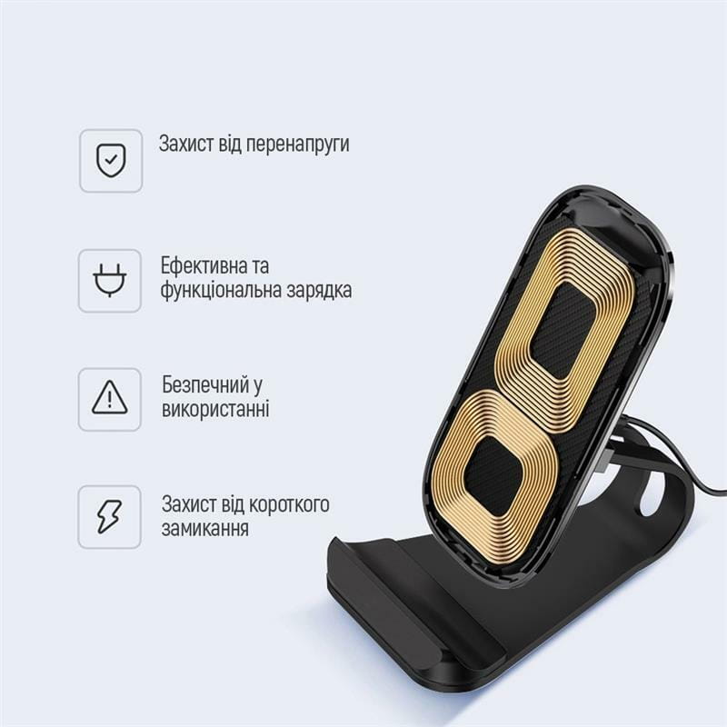 Беспроводное зарядное устройство ColorWay Wireless Stand 10W Blue (CW-CHW30Q-BL)