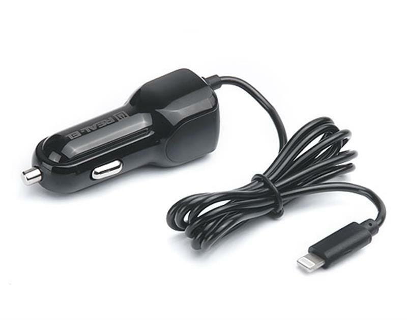 Автомобильное зарядное устройство REAL-EL CA-17 (2USB, 2.1A) Black + кабель Lightning