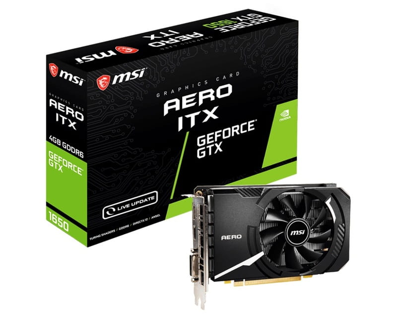 Видеокарта GF GTX 1650 4GB GDDR6 Aero ITX V1 MSI (GeForce GTX 1650 D6 Aero ITX V1)