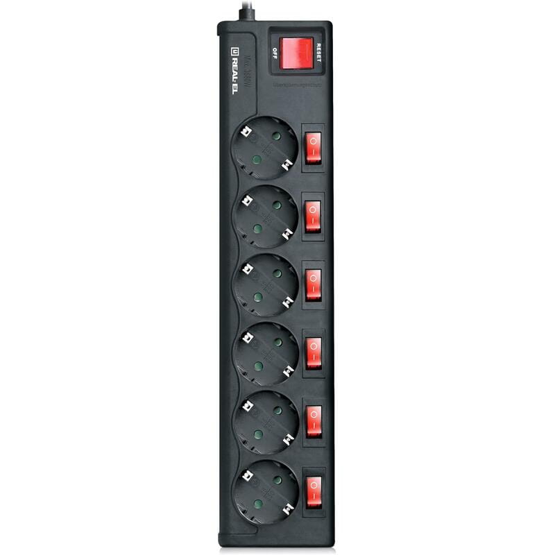 Фильтр питания REAL-EL RS-6 Extra 1.8 м черный