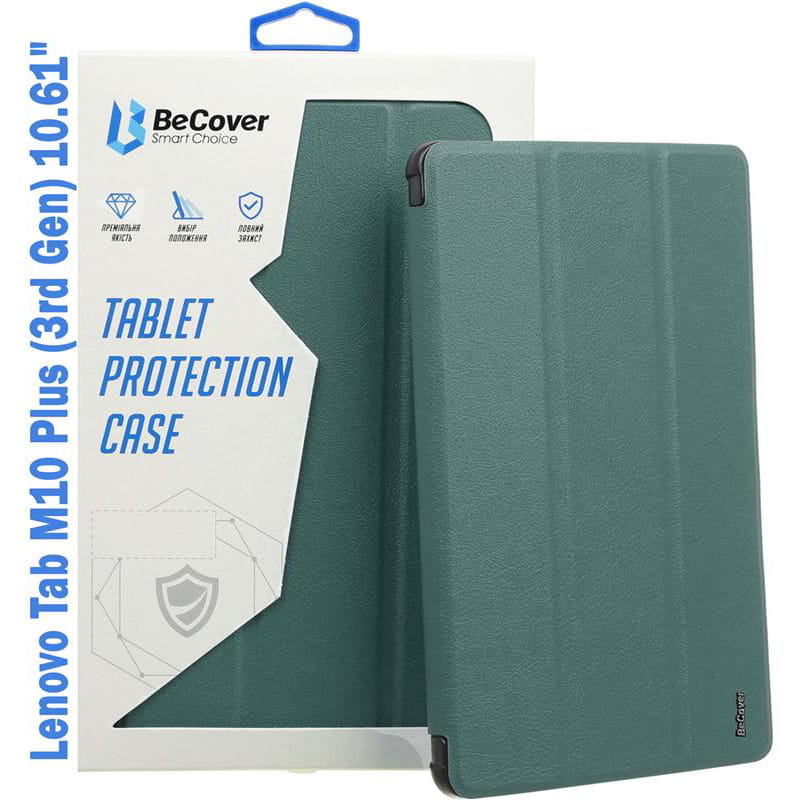 Чехол-книжка BeCover Soft Edge для Lenovo Tab M10 Plus TB-125F (3rd Gen)/K10 Pro TB-226 10.61" Dark Green (708368)