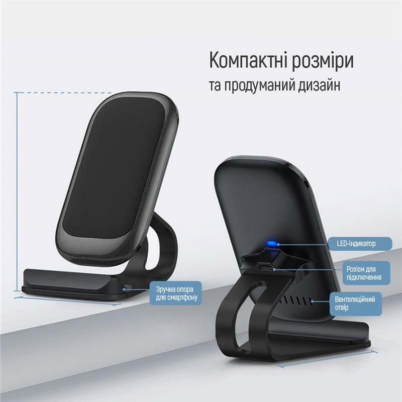 Беспроводное зарядное устройство ColorWay Wireless Stand 15W Black (CW-CHW31Q-BK)