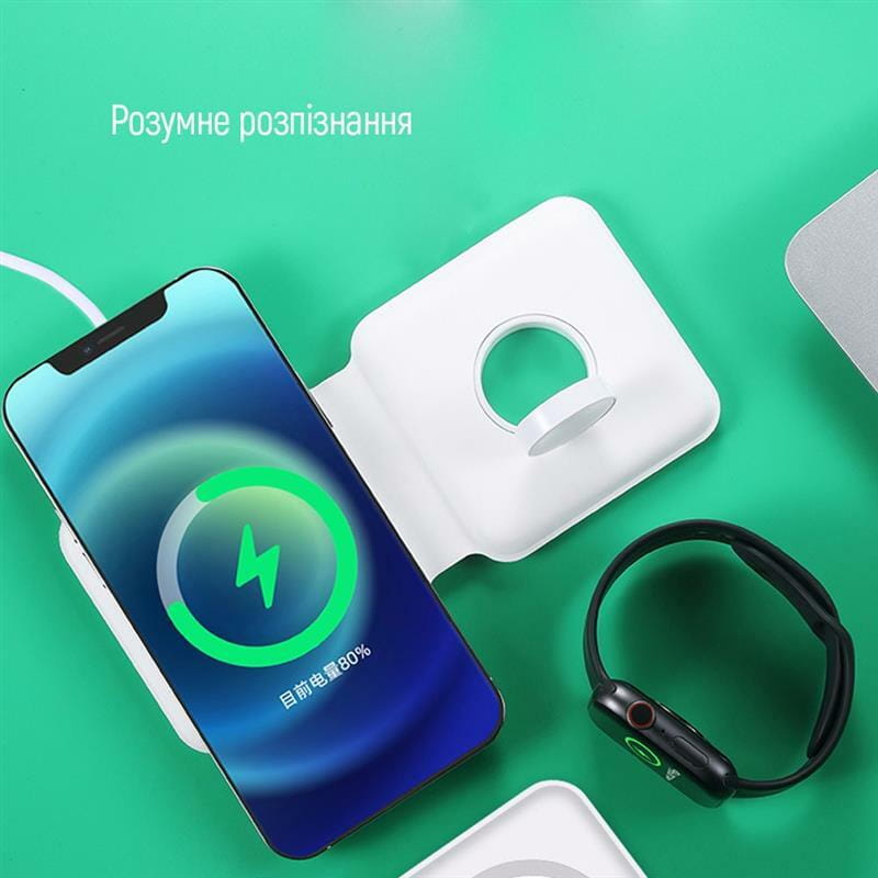 Бездротовий зарядний пристрій ColorWay MagSafe Duo Charger 15W for iPhone White (CW-CHW32Q-WT)