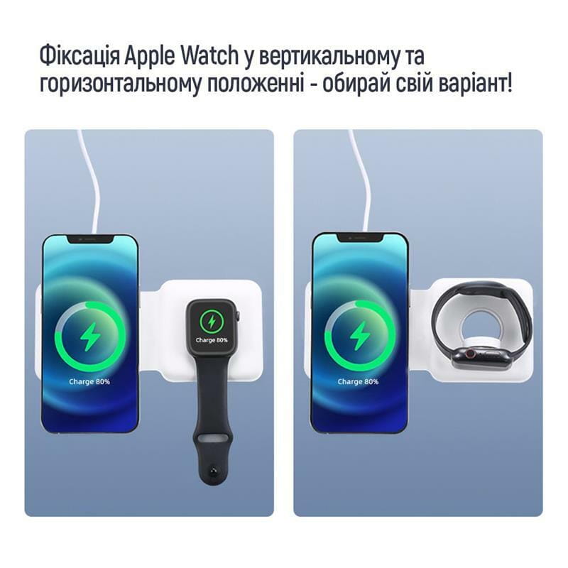 Бездротовий зарядний пристрій ColorWay MagSafe Duo Charger 15W for iPhone White (CW-CHW32Q-WT)