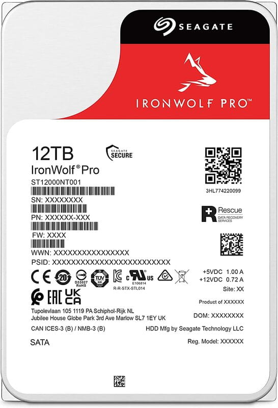 Накопичувач HDD SATA 12.0TB Seagate IronWolf Pro 7200rpm 256MB (ST12000NT001)