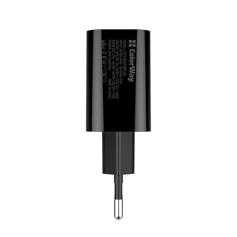Мережевий зарядний пристрій ColorWay (1USB Type-C PDx3A;1USBx4A) Black (CW-CHS025QPD-BK)