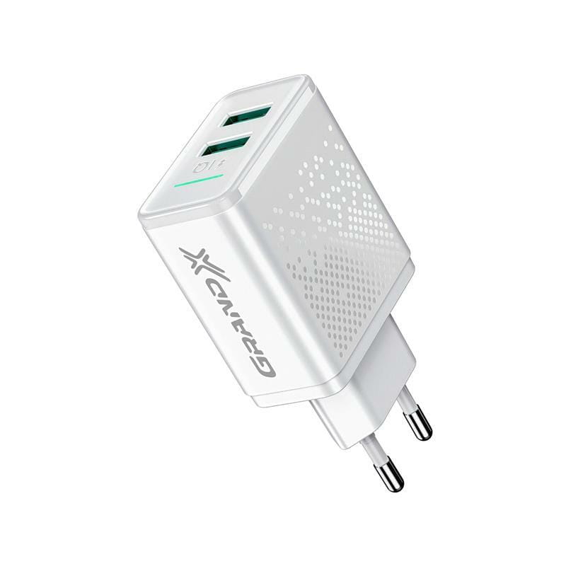 Мережевий зарядний пристрій Grand-X (2xUSB 3.1А) White (CH-60W)